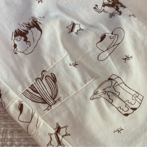 Cali 1850 Western All Over Printed Barrel Jeans Pants - Ivory/Brown, Size11 NEW - Picture 11 of 14